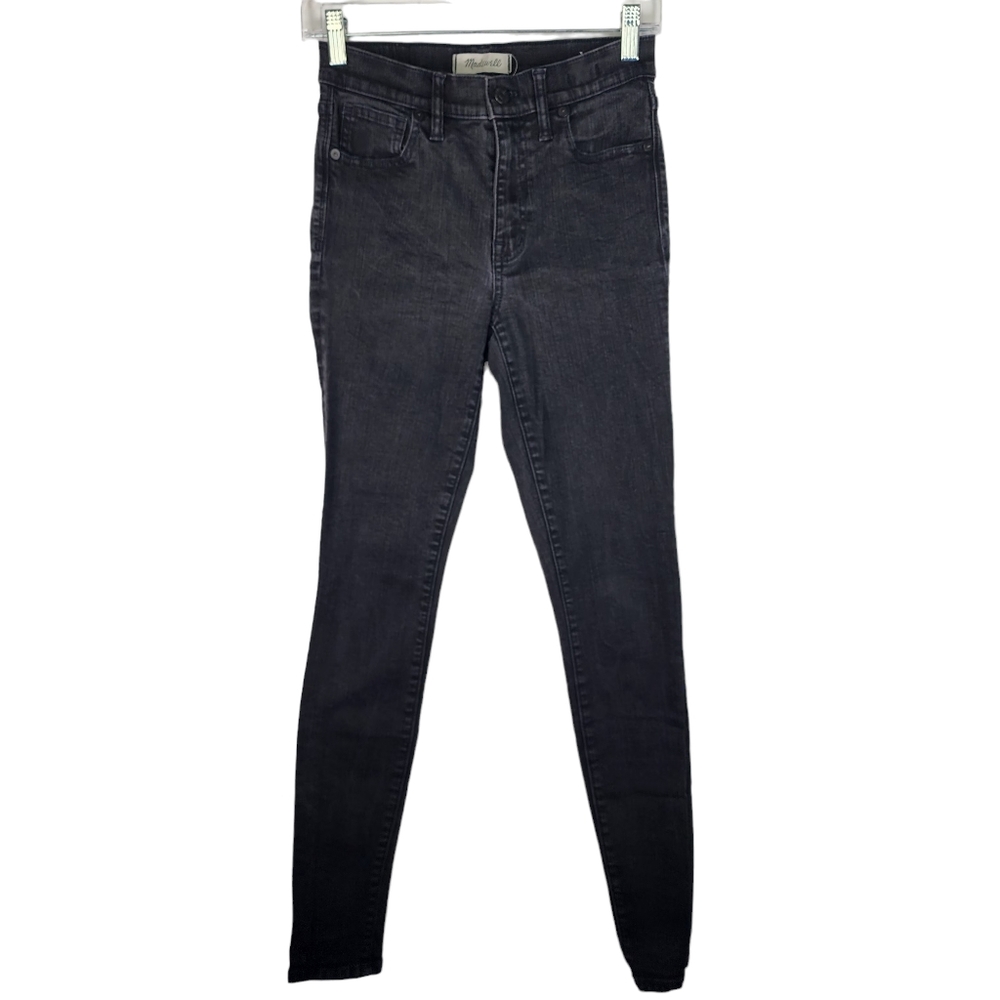 MADEWELL Womens 27T 9 in High Rise Skinny Skinny Denim Jeans Dark Distressed